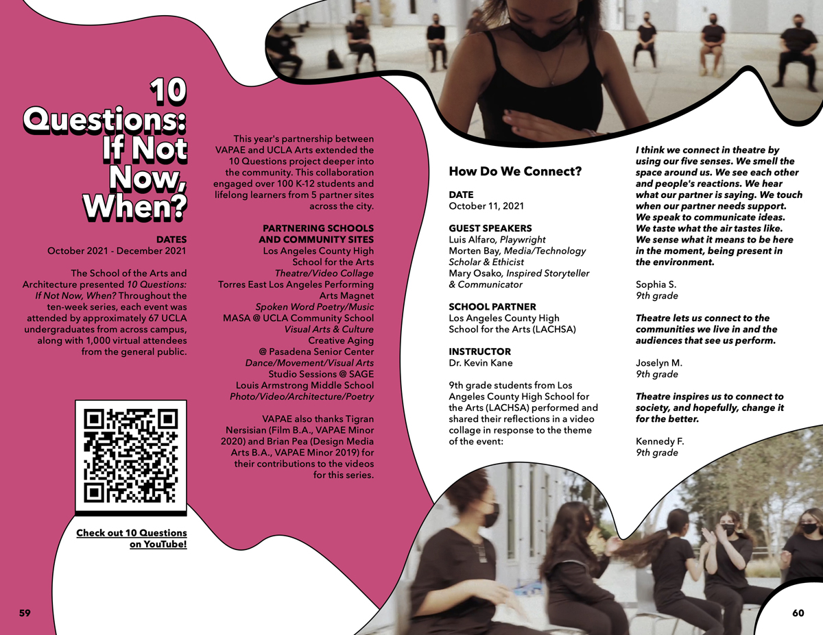 Pages 59 and 60 of UCLA VAPAE's 2021-22 Final Report about the program's 10 Questions projects.